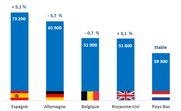 TOP 5 clientèles étrangères 2025 - HOTEL / INSEE